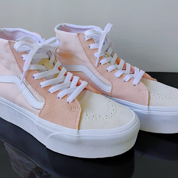Vans Women's Sk8-Hi Tapered Color Block Suede / Canvas Sneaker in Lovely Peach - Picture 4 of 12